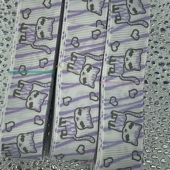 Grosgrain Ribbon NEW 7/8” 5 yards yds 5/$20 Kitty cat purple zebra stripes - Picture 4 of 5